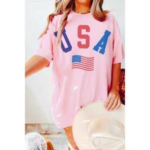 NEW BENIE usa flag graphic tee in pink